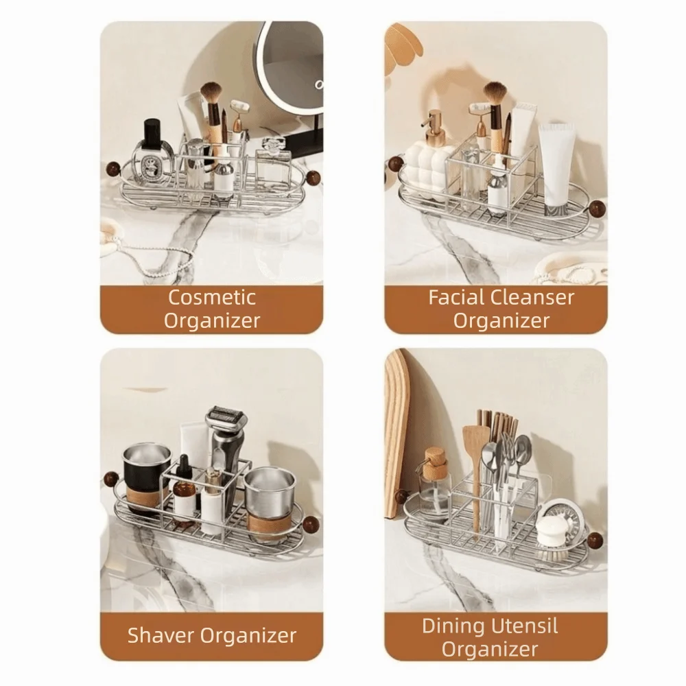 Durable Stainless Steel Toothbrush Holder Waterproof Rustproof Toothpaste Rack Space Saving Quick Dry Mouthwash Cup Rack Shower
