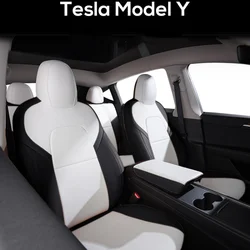 For Tesla Model Y Custom Fit Car Seat Cover Accessories for Tesla Y 360 Degree Full Covered Durable Nappa Leather Seat Cover