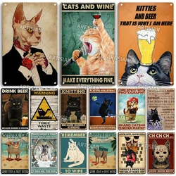 Artisian Black Cat Retro Metal Plaque Funny Pet Vintage Decorative Tin Sign Wall Decor Garage Bar Pub Club Kitchen Home Man Cave