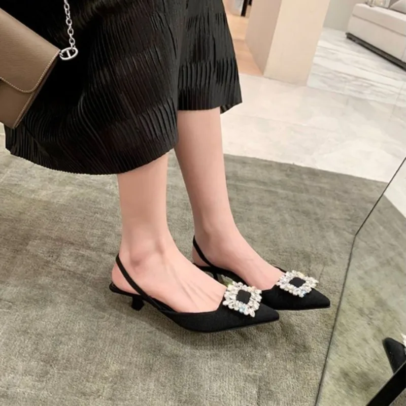 

New 2026 Spring Summer Women's French Pointed Toe Thin Heel High Heel Sandals in Fairy Style