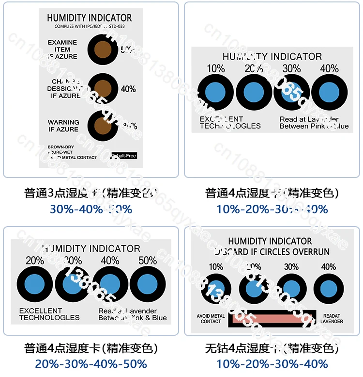 6 Points Humidity Card 3 Points 4 Points Indicator Card PCB Packaging Humidity Discoloration Card 200 Pieces