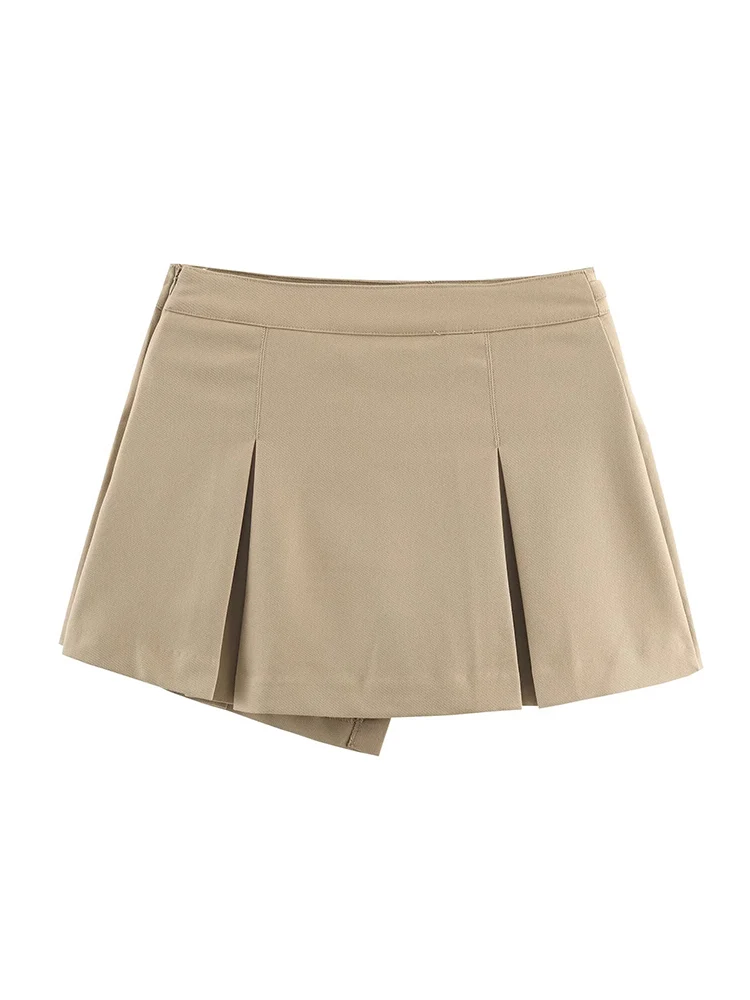 TFMLN Gonne corte stile safari da donna Cintura a vita alta Tasche cargo Pantaloncini Gonne Moda Gonne a trapezio Primavera Autunno Nuovo