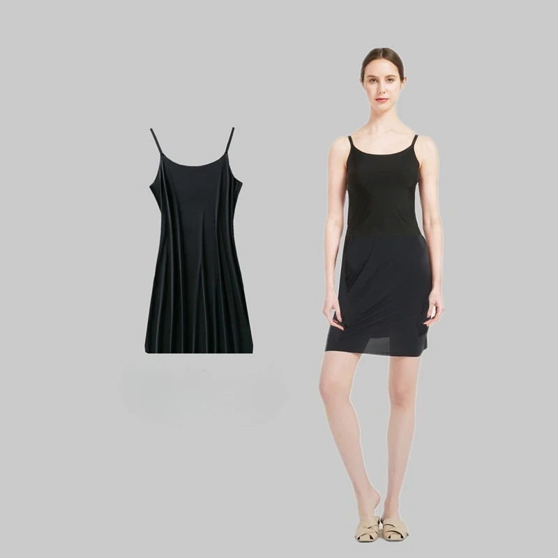 Plus size vestido deslizante de seda gelo sem costura camisola de resfriamento em camadas camisola anti deslizamento design de alça fina para o verão alisamento de as costas