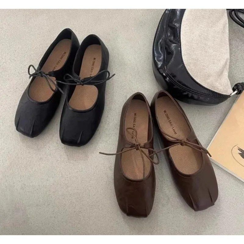 

New Style Fashion Women Ballet Flats Shallow Butterfly-knot Shoes Casual Soft Sole Women's Luxury Leather Shoes Zapatos Mujer