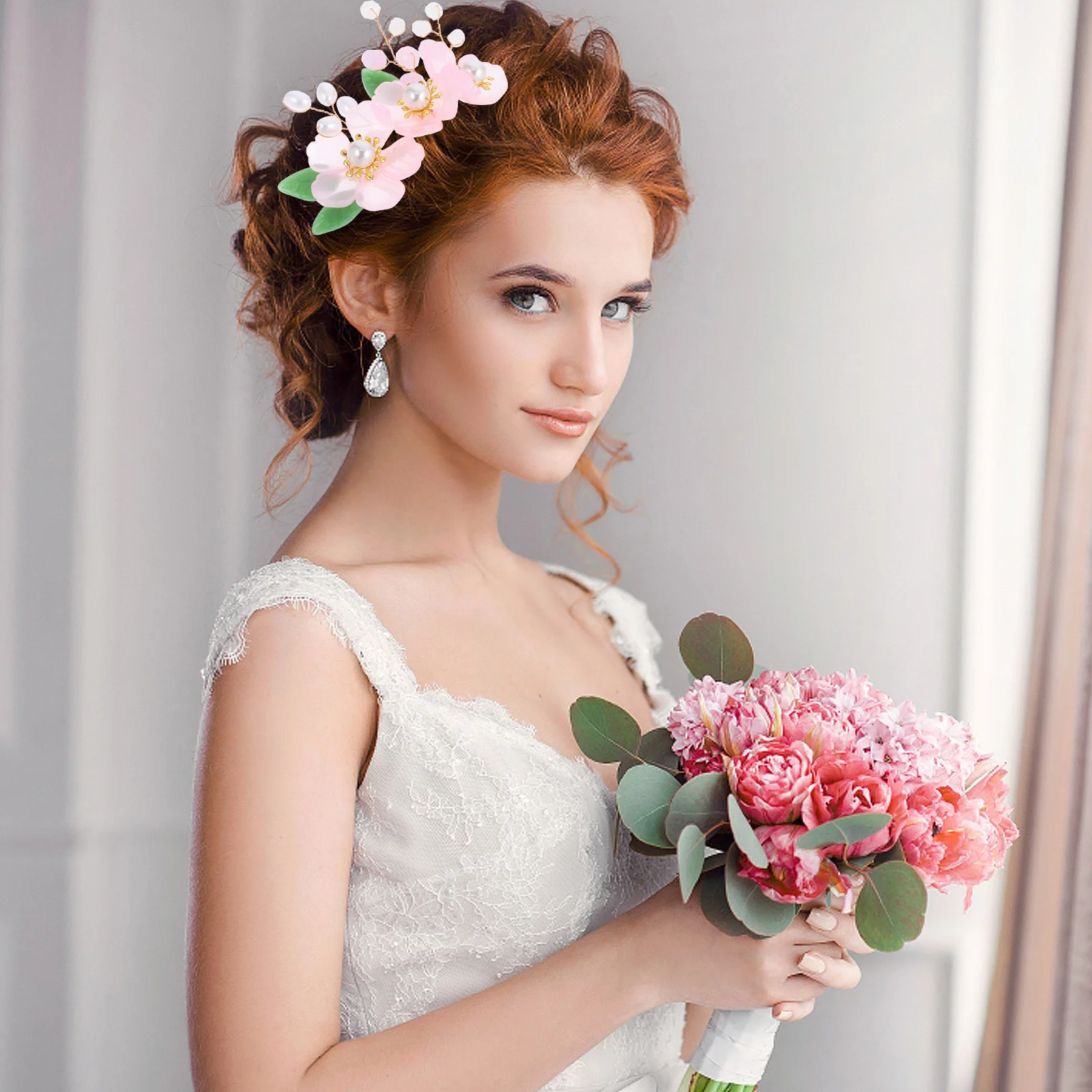 

1pc Retro Jade Flower Hair Comb Classic Elegant Alloy Bridal Comb Lightweight Wedding Party Prom Valentine Pearl Decorated Hair