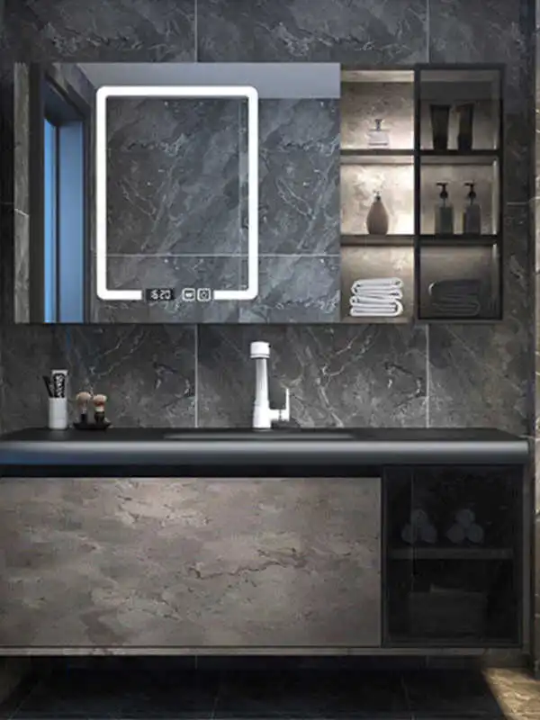 Italian minimalist wash basin, bathroom cabinet combination bathroom, solid wood wash table, bathroom smart wall cabinet