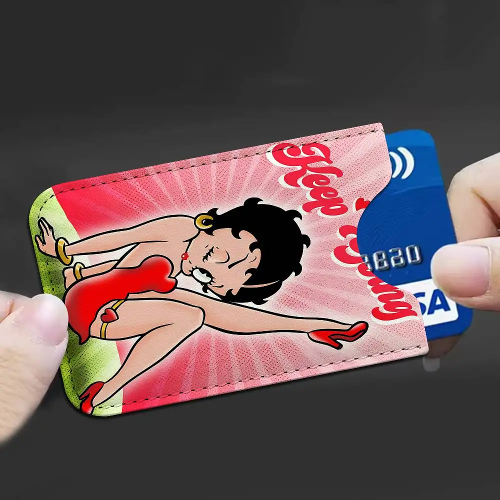 Pretty Cartoon B-Betty B-boop Ultra Slim Men Leather Wallet Lightweight Credit Bus ID Card Holder Case for Daily Business Use view 5
