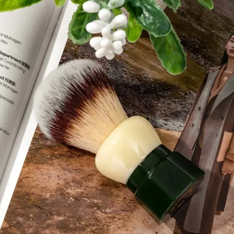 YAQI Green Obsidian Synthetic Hair Mens Wet Shaving Brush Soft & Absorbent,Professional Man travel Beard Care shaving Tool