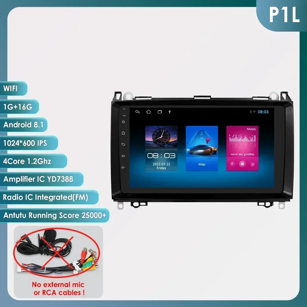 9'' Carplay 4G 2 Din Android Auto Radio Voor Mercedes Benz A B Klasse B200 W169 W245 B200 W906 2500 Sprinter 3500 W639 Vito Viano Vw