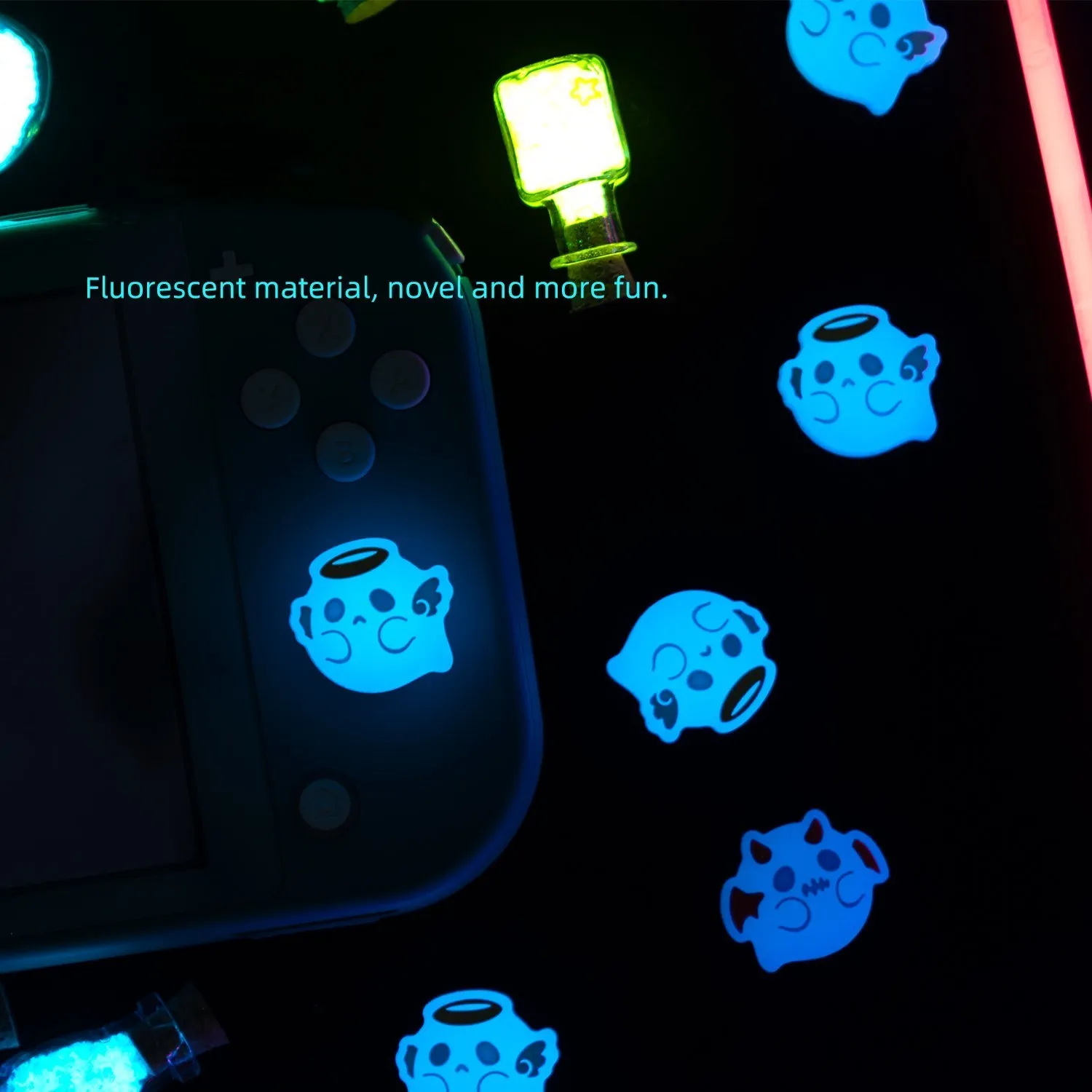 GeekShare Nintendo Switch Oled Ngón Tay Cái Kẹp Mũ Dạ Quang Ma Joystick Mũ Lưỡi Trai Nintend Công Tắc Dẻo Silicone Dành Cho NS Phụ Kiện