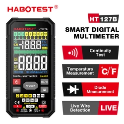 HABOTEST HT127B cyfrowy multimetr Auto zakres DMM woltomierz True RMS NCV AC woltomierz do prądu stałego 6000 zlicza inteligentny Multitester