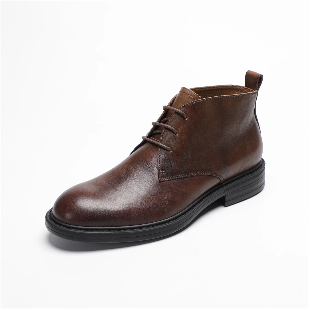 

Handmade Busin oes Men's Mid-Calf round Toe Boots Retro Leather oes Comfortable Breathable Office Wear Rubber Sole