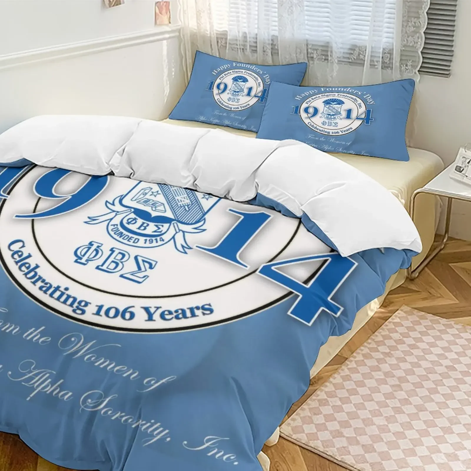 Phi Beta Sigma Fraternity Bedding Set Duvet Cover Bedroom Comforter Single Twin King ​Size Quilt Cover Home Textile 2/3PCS