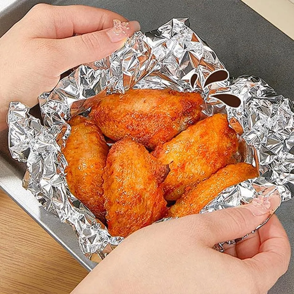 1Roll Aluminum Foil Paper Roll Disposable Oil Resistant Non Stick Kitchen Foil Wrap Baking BBQ Restaurant Food Tool