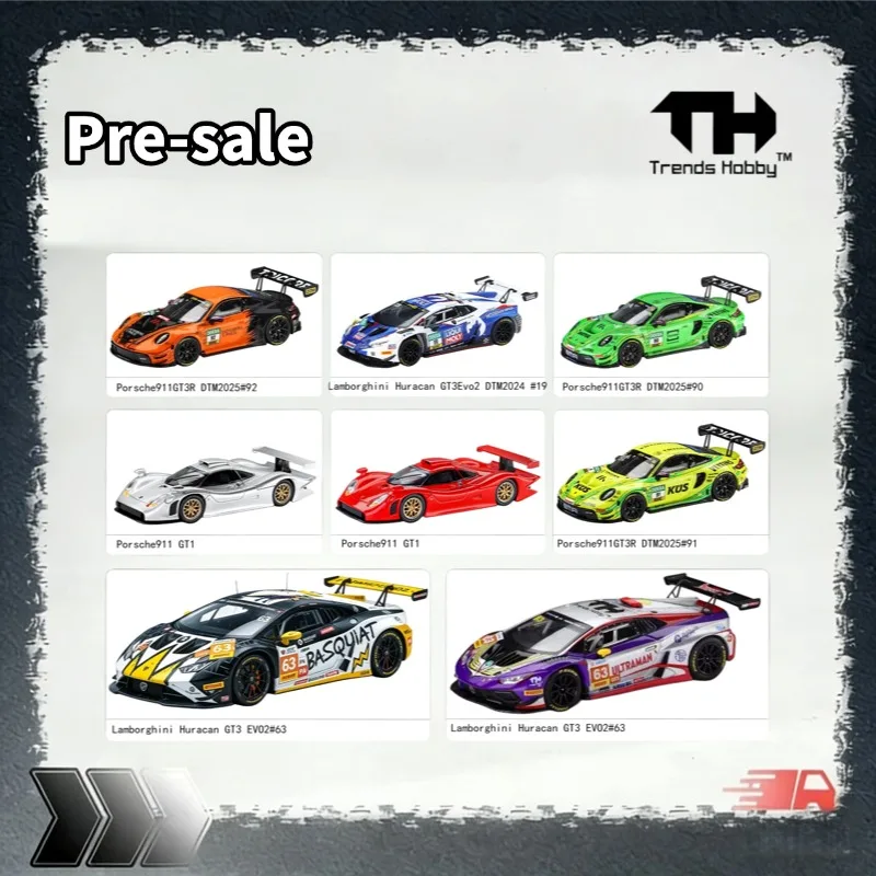 【先行販売】th-1-64-911gt3-r-gt1-ランボルギーニ-キャストアロイカーモデル、フェスティバルギフト、コレクションデコレーションアイテム。