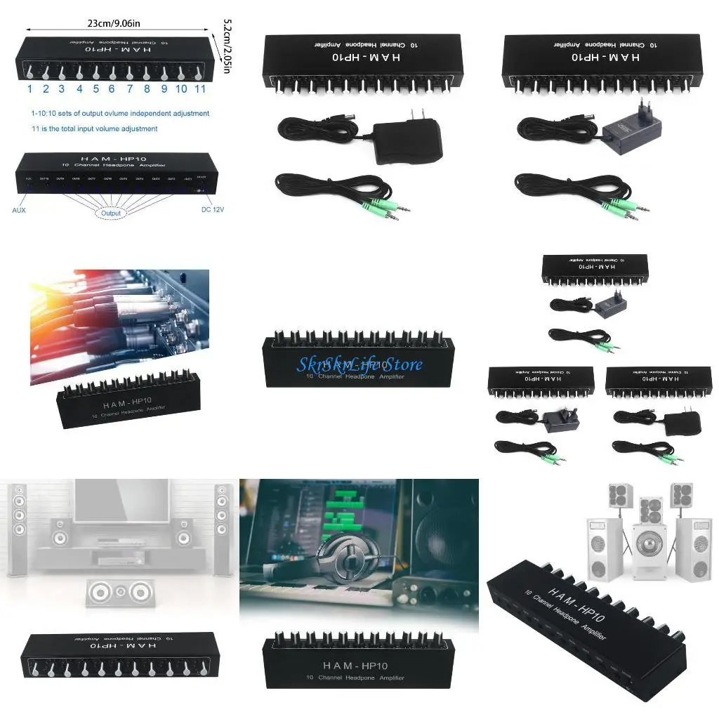 

E65E Professional 10 Port Stereo Headphone Distributor with Individual Controls