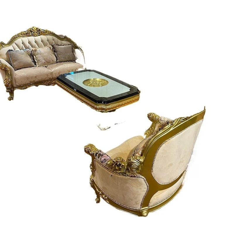 

French court style neoclassical solid wood sofa living room carved aristocratic European luxury European and American
