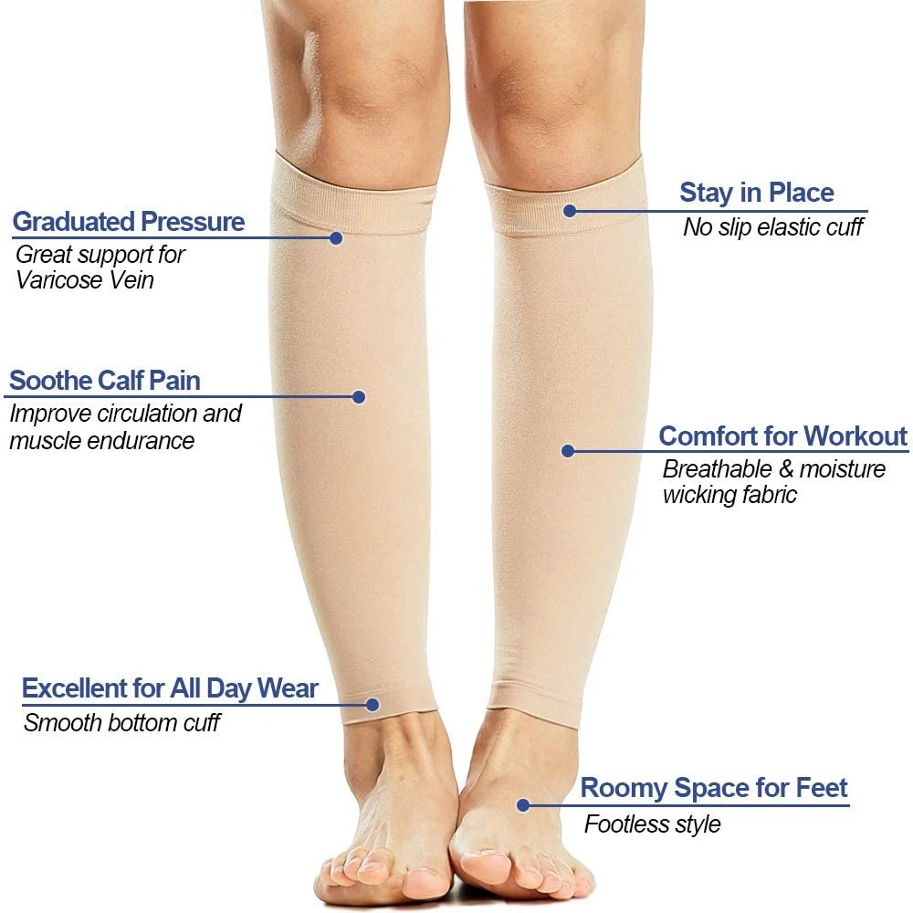 BraceTop Medical Compression Stockings, 15-20mmhg Socks Calf Sleeve,Calf Compression Sleeves, Relief Calf Pain, Leg Calf Support