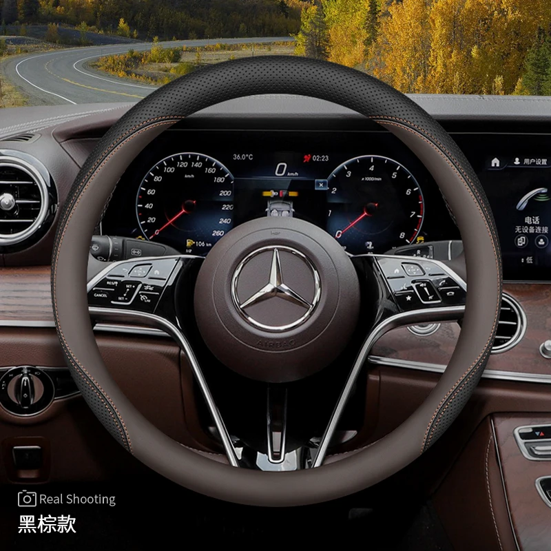 

Car Steering Wheel Cover For Mercedes Benz W176 W177 W203 W204 W205 W210 W211 W212 CLA CLK CLS GLA Breathable Non-Slip 38cm