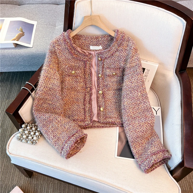 

2025 New Fashion Foreign Coffee-Colored Top Fragrant Jacket Women's Autumn Winter Coats