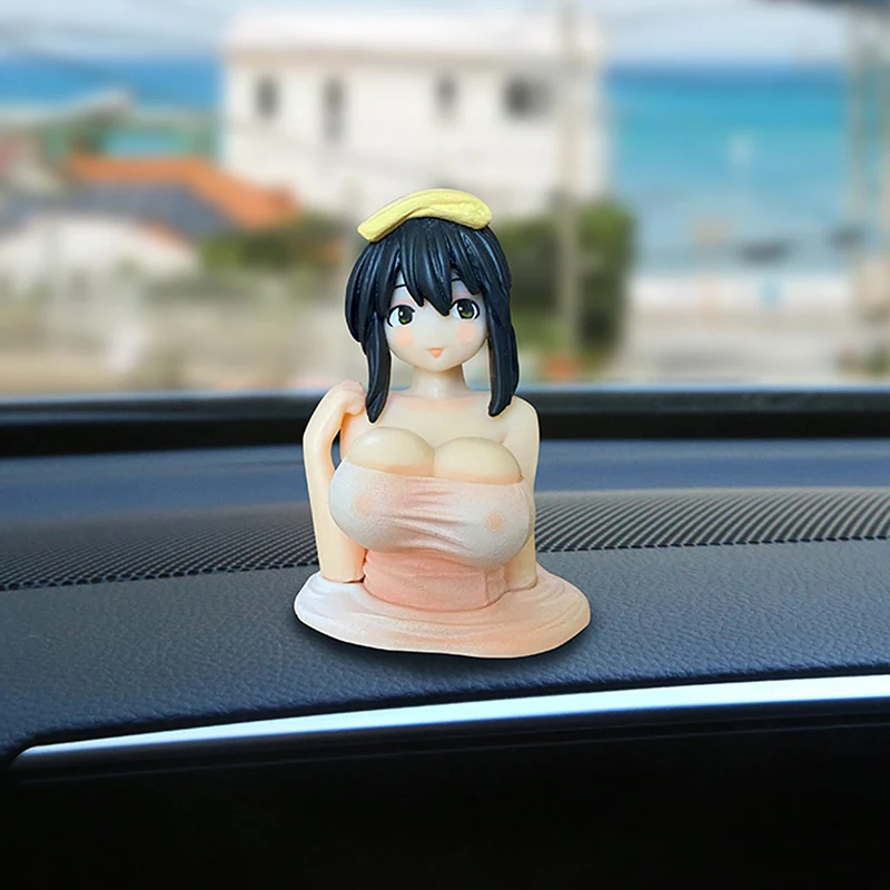 Chest Shaking Girl Car Dashboard Decorations Posing Mini Bobbleheads Dolls for Car Dashboard Funny Valentines Day Gifts Decor