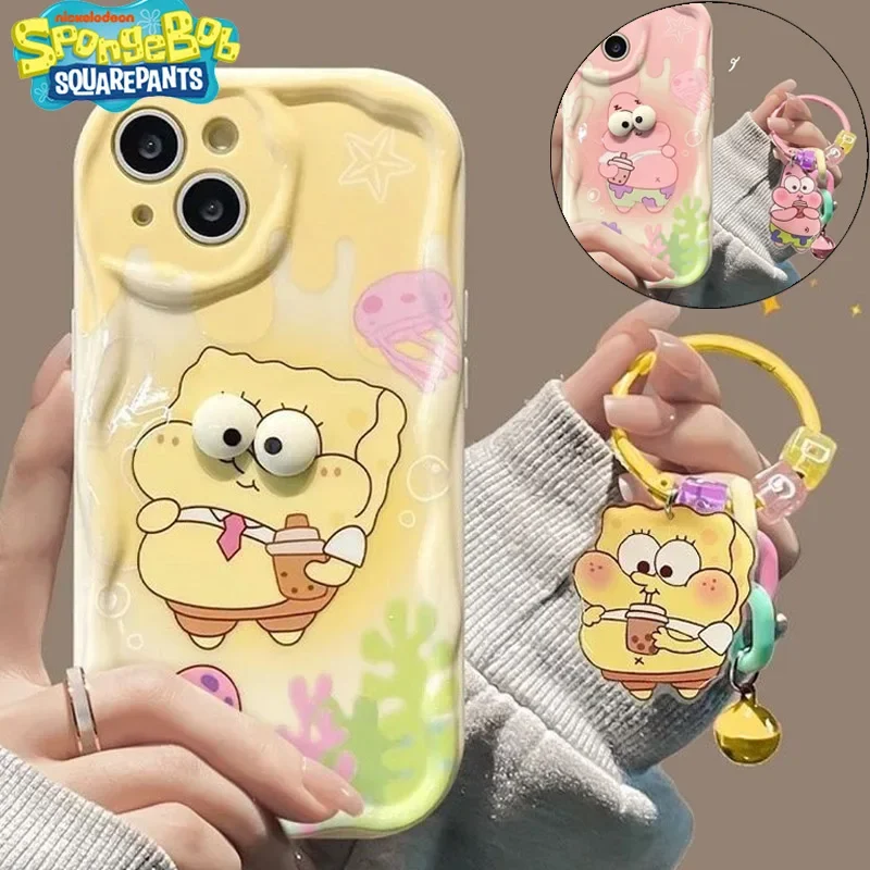 SpongeBob Patrick Star Cute 3D Case for IPhone 14 13 Pro 15 14 13 12 11 Pro Max XR Xsmax 15 Pro Max Cartoon Pendant Couple Cover