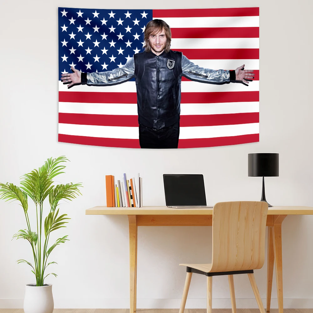 David Guetta American Flags Custom ﻿Tapestry Singer Art Wall Hanging Tapestry Wallpaper Headboard Aesthetic Room Decoration