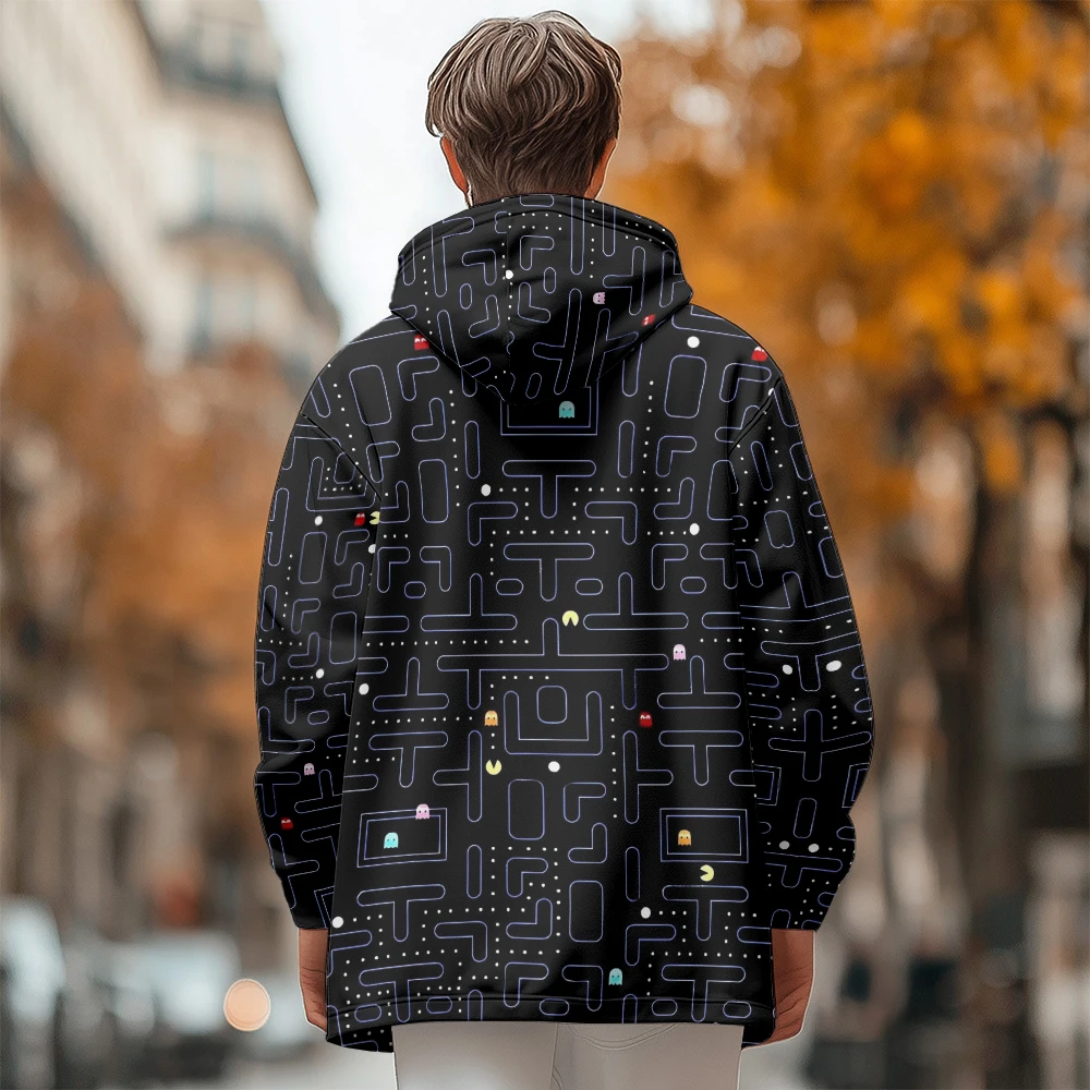 Man winter clothing, New in Down Coats, Line graphic design graffiti cotton-padded jacket clothing, feather print pocket zipper