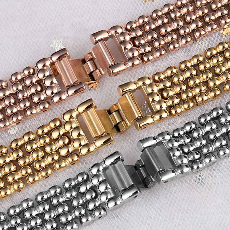 10MM 12MM For Swarovski FOSSIL Women\'s Watch Strap Armani AR1926 1925 1909 Metal All-Sky Watch Chain Universal Silver Watchband