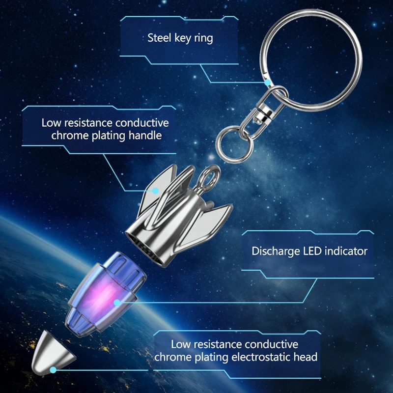 Anti-Static Keychain Car Body Static Eliminator Discharger Antistatic Rod Portable Keychain Eliminator High-Voltage Portable Key
