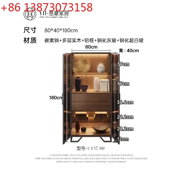 

Italian wine cabinet, living room against the wall, high-end dining side cabinet, light luxury door cabinet FT