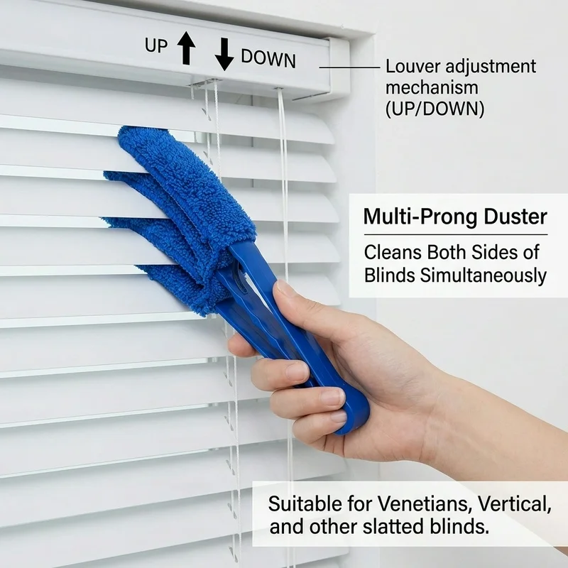 Detachable Washable Microfiber Blind Cleaner Clip Duster, Venetian Blind Brush for Window, Car AC Vent Household Cleaning Tool