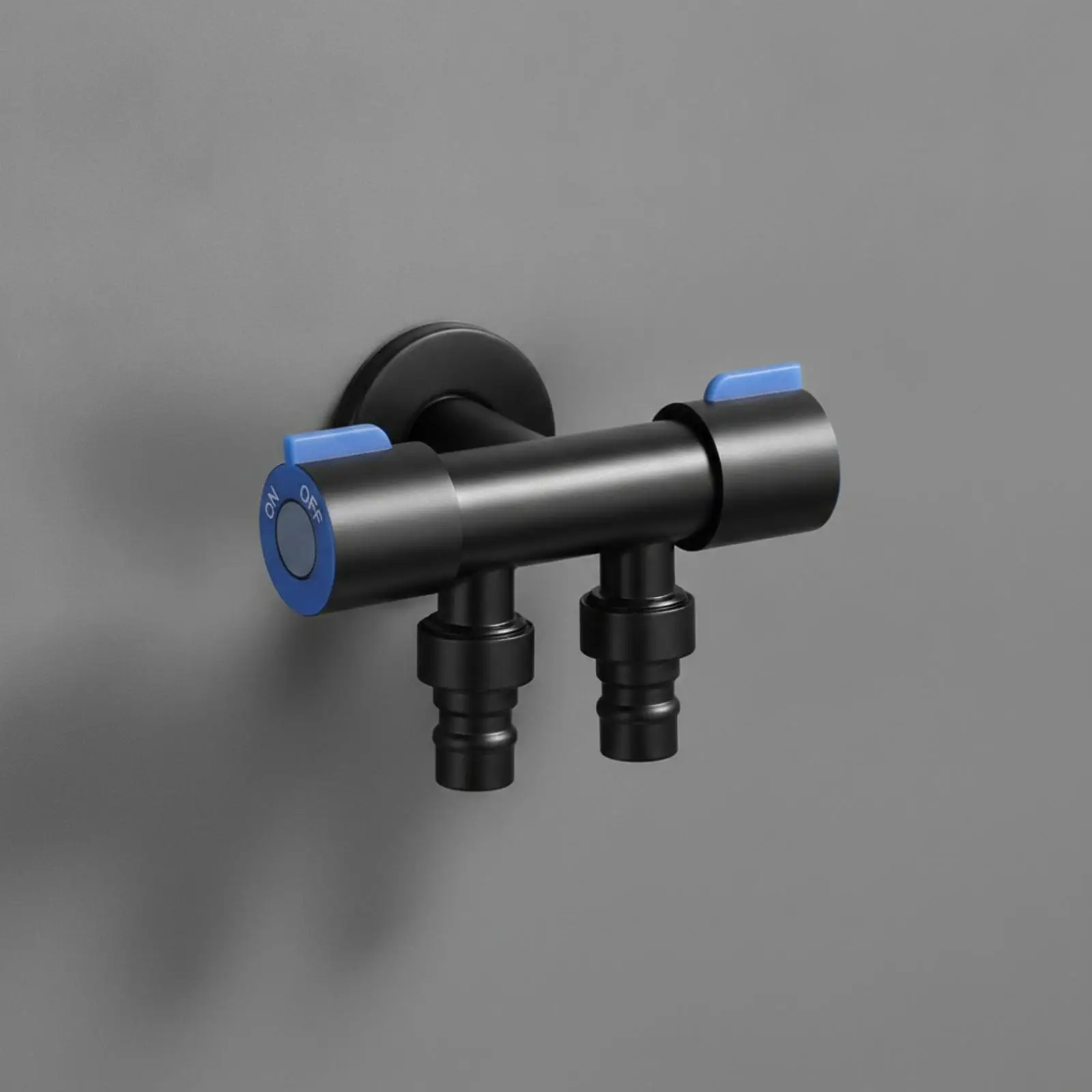 Dual Control Black Paint Faucet Stainless Steel Laundry Utility Water Spigot for Washing Machine and Sink Use