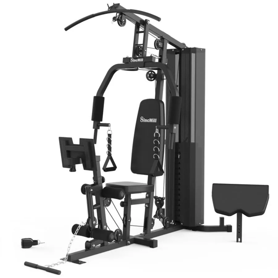 

Home gym equipment for full-body workouts: steel frame, black finish, foldable and space-saving design