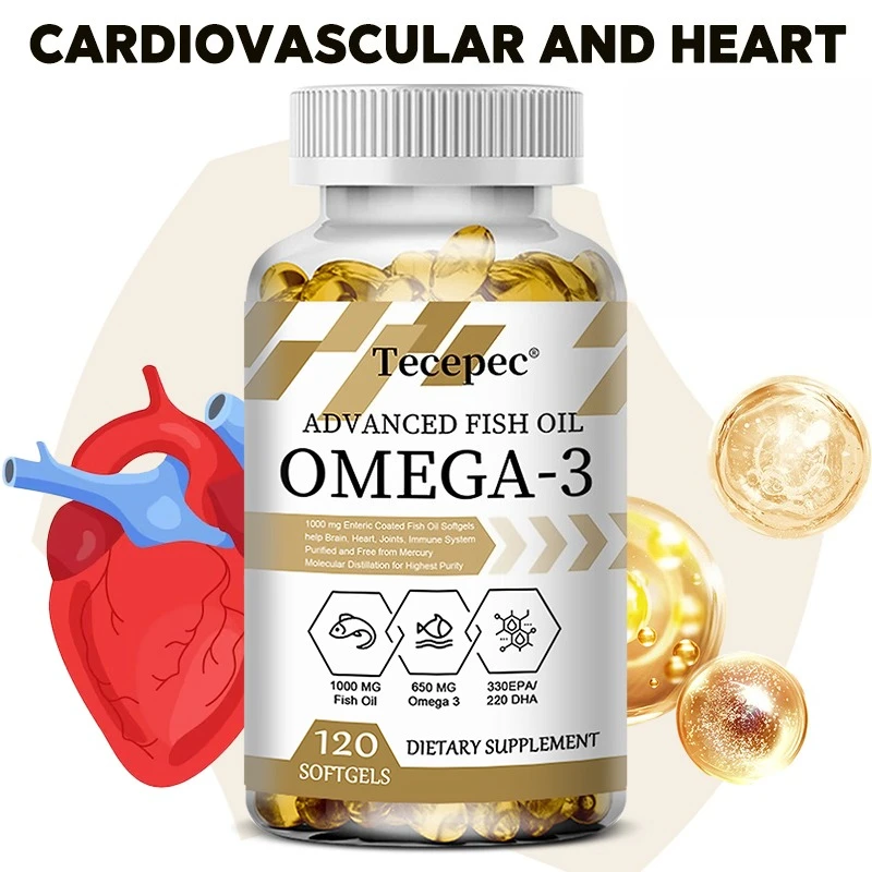 Triple Strength Omega-3 Fish Oil with EPA and DHA To Support Heart, Brain, Skin, Eye, and Joint Health, 120 Softgels