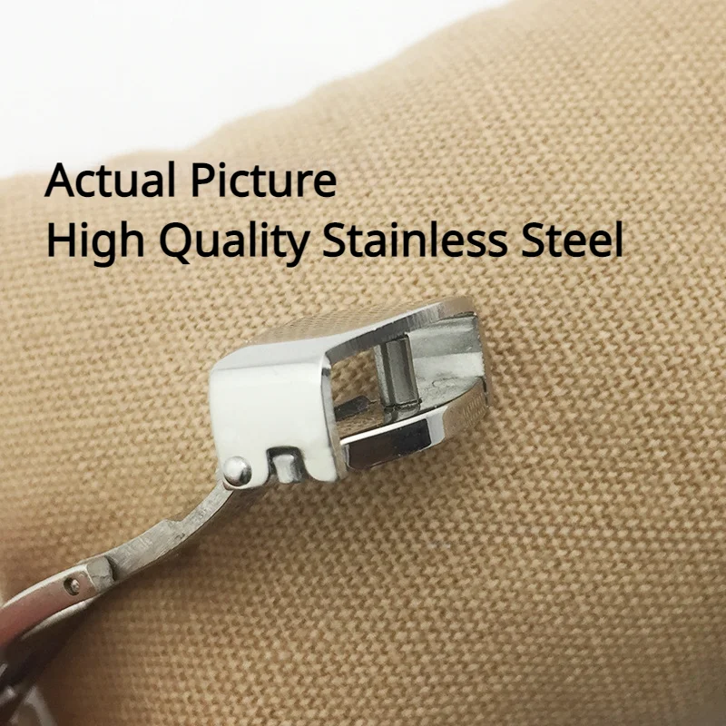 304 Stainless Steel Watchband Buckle Double Pull Folding Butterfly Clasp Metal Watch Strap Connection 12 14 16 18mm 20mm 22 24mm