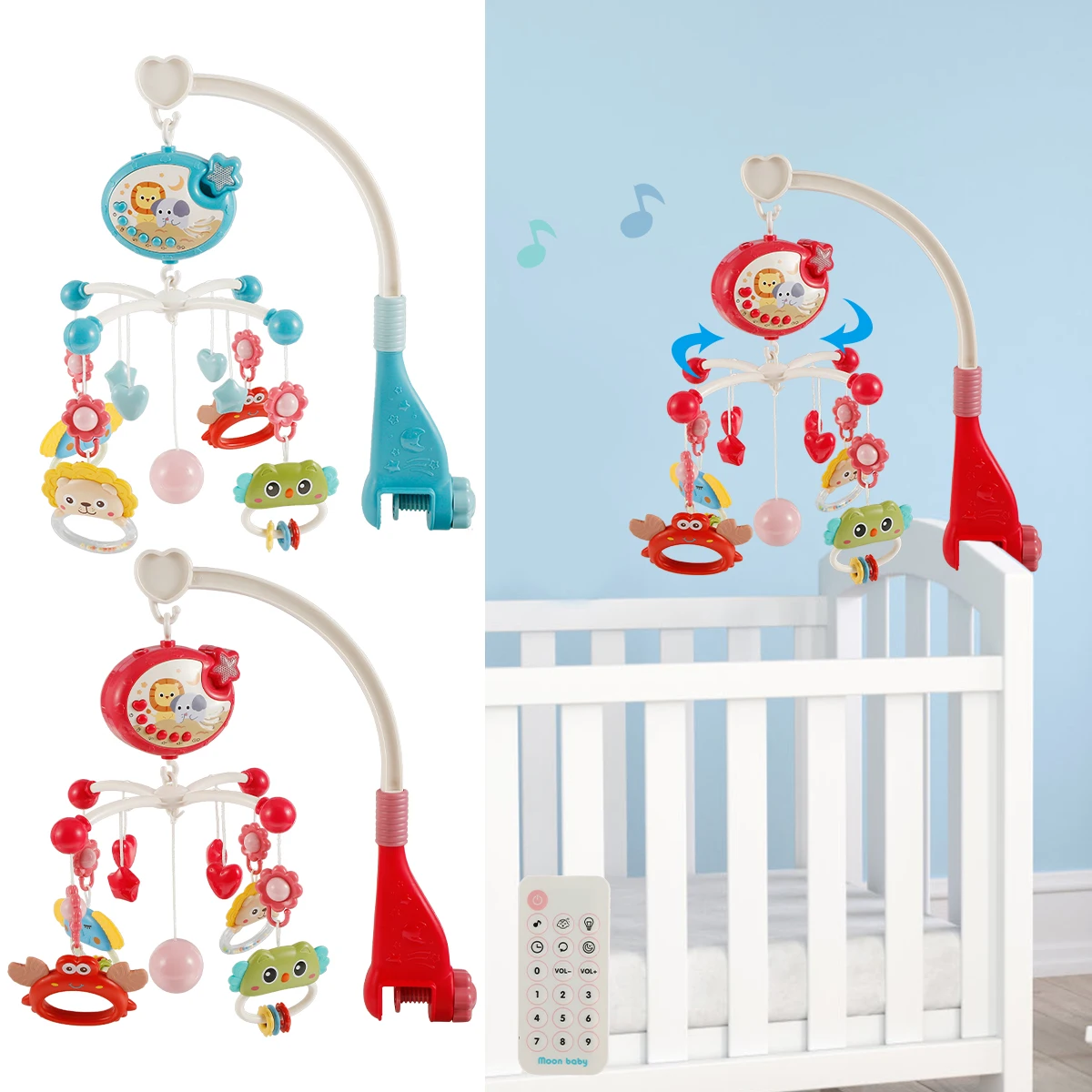 Baby Rattle Toy Bracket 0-12 Months Bed Bell Hanger Wooden Mobile Newborn Baby Bedside Mobile Arm Indoor Decoration Hanging Rod