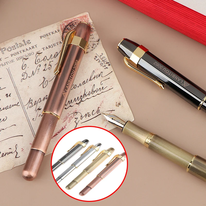 

1PC Brass 3062 Unique Antique Brass Pocket Roller Ball Pen Short Portable Ball Pens Gift Office School Stationery Writing Fluent