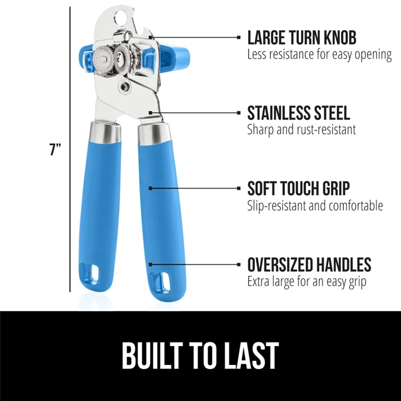 

ABMH-Stainless Steel Smooth Edge Manual Can Opener Andbottle Openers Multifunctional Kitchen Tool Oversized Handheld Easy Turn K