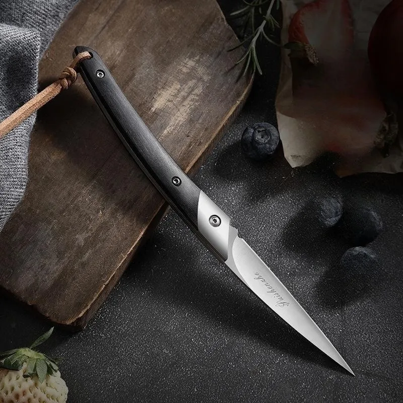 Outdoor Camping  Pocket Knife D2 High Hardness Ebony Handle Sharp Edge Portable Cutting Peel Folding Hiking Picnic Knife