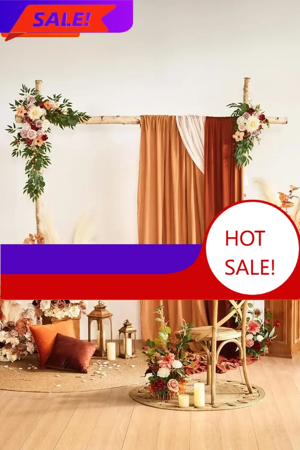 

BestsellerFall Artificial Wedding Arch Flowers Kit Pack of 4, Backdrop Brunt Orange Terracotta Floral Party Autumn Outdoor Decor