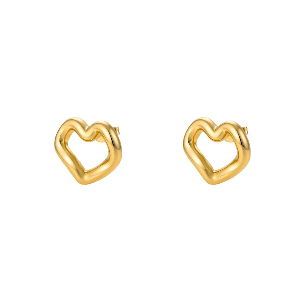 Fashion Geometry Minimalism Bend Heart Stainless Steel Stud Earrings Jewelry Gift For Women