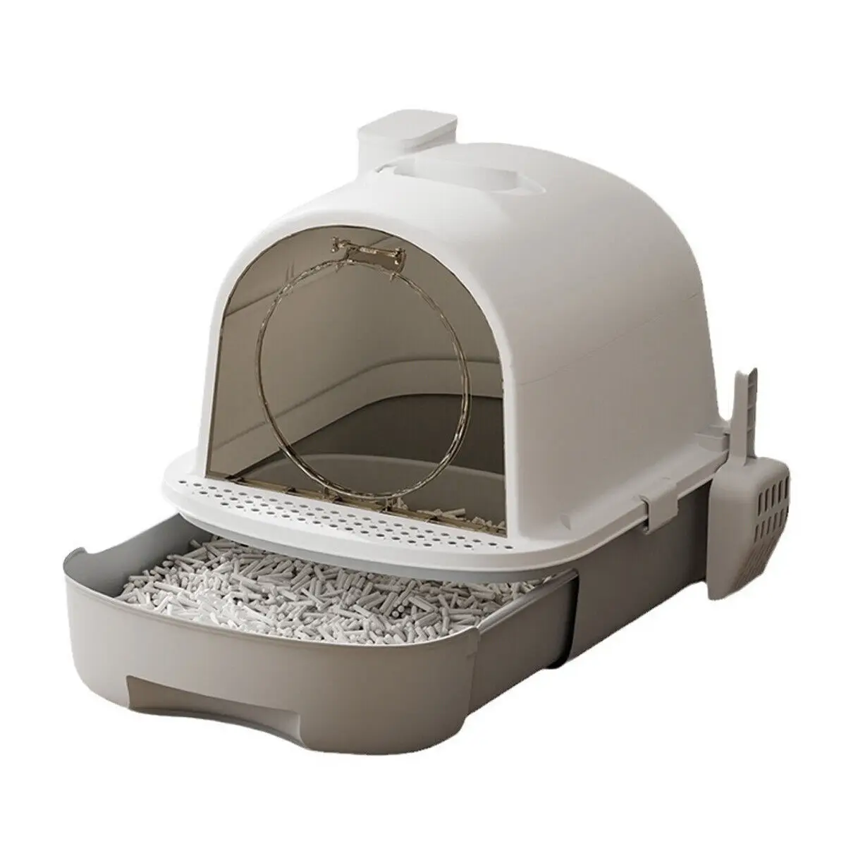 Large Litter Box Self Cleaning Pan Drawer Anti-Splashing Cat Potty Tray UK