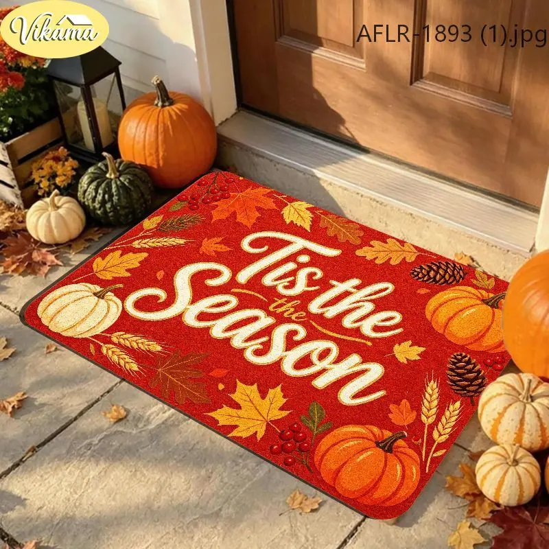 VIKAMA Christmas Candy Cane Stick Door Mat Soft Warm Non Slip Entryway Bathroom Decor Comfortable Underfoot Mat Home Decor