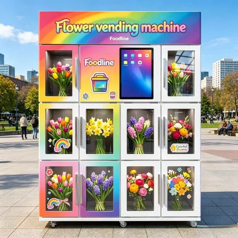 AI-Powered Automatic Fresh Floral Vending Machine with 21.5-inch Touch Screen and Multi-Language Payment Systemding