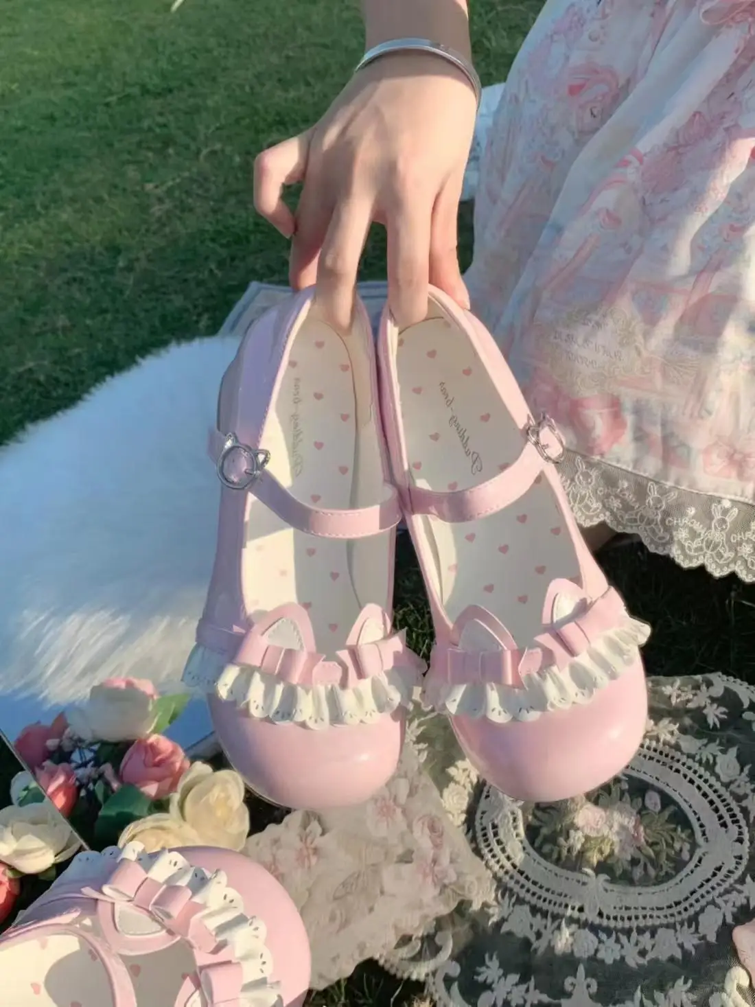 Cat Story Lolita Cute Bow Middle Heel Round Head Luo Shoes Japanese Sweet Girl Tea Party Single Shoes