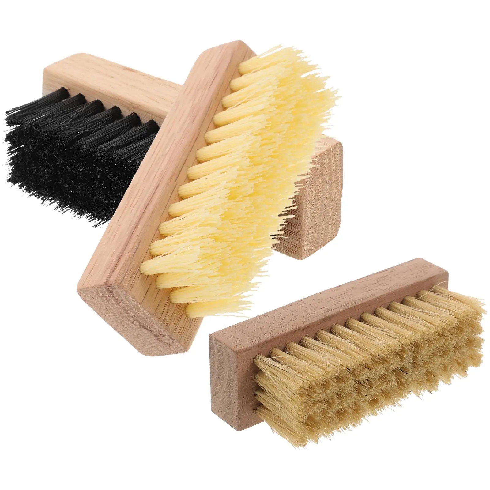 

3Pcs Wooden Shoe Brush Soft Bristles PP Silk Ergonomic Handle Small Walnut Color Cleaning Dust Removing Home Travel Use
