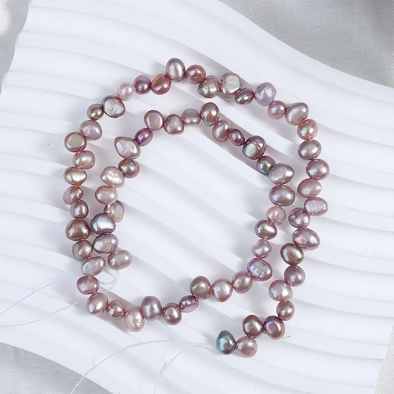 Perlas Barrocas Naturales de Agua Dulce de 6-7mm, Coloridas, Accesorios de Joyería, Perlas Irregulares en Forma de Gota Rosa y Morada, Hilo de Perlas para DIY