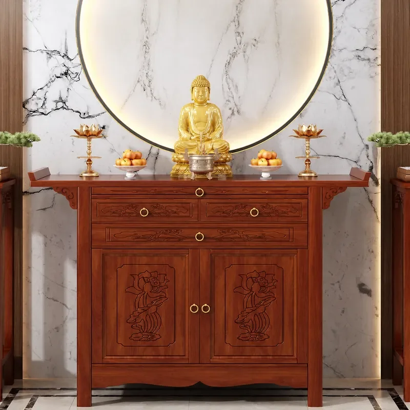 New Chinese Style Vertical Cabinet for Buddha Statue Guan Gong Bodhisattva Household Incense Case Offering Table God of