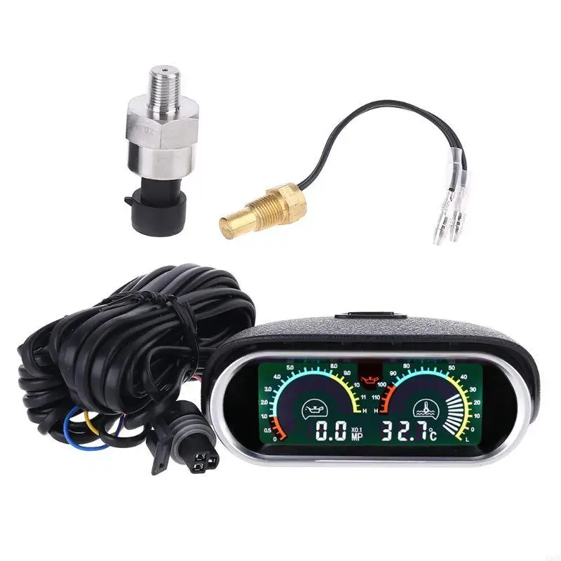 

400B Truck Car Oil Temp Temperature Gauge Digital with 1/8 NPT Car Meter Oil Pressure Gauge Bar 12v/24v